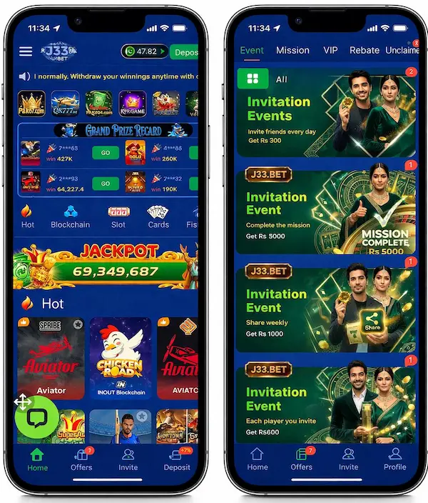 J33 BET Game mobile app interface and features guide